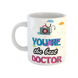 ARTBUG White Printed Ceramic Glossy Core Set of Cups and Mugs-56