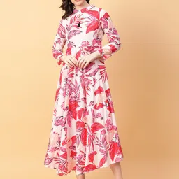 aayusika Tropical Printed Cotton Fit and Flare Midi Dress-picture-7