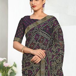 Anouk Rustic Bandhani Zari Pure Chiffon Bandhani Saree-6
