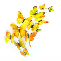 INDIAN ROYALS Yellow 3D Butterfly Printed Self-Adhesive & Durable Wall Sticker-image-64