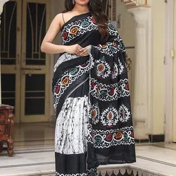Dastkar Batik Pure Cotton Block Print Saree-picture-18