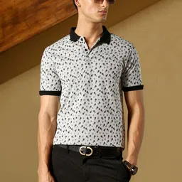 Campus Sutra Men Geometric Printed Polo Collar Slim Fit T-shirt-picture-27