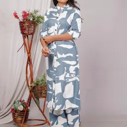 KIAARON Women Ethnic Motifs Printed A-Line Kurta with Palazzo-image-11