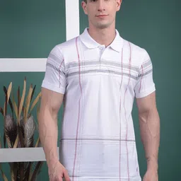COBB Men Striped Polo Collar Pockets T-shirt-image-7