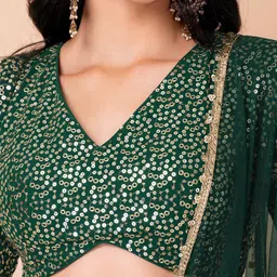 DIVASTRI Embellished Sequinned Semi-Stitched Lehenga & Unstitched Blouse With Dupatta image 3