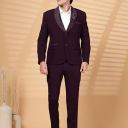KLOTTHE Men Wine Embroidery Single-Breasted Two-Piece Party Suit-picture-4
