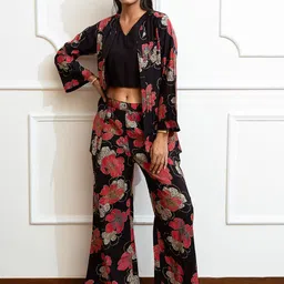 Claura Printed Top & Trousers With Jacket Co-Ords-picture-57