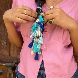 KALAKARI Women Blue Ombre parandi Claw Clip-3