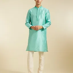 Diwas by Manyavar Floral Woven Design Art Silk Thread Work Straight Kurta-image-78