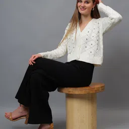 Fashion Gaiia Women Woollen Crop Cardigan Sweaters-image-35