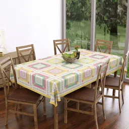Texstylers Multicoloured Geometric Printed Anti-Slip Cotton 6-Seater Table Cover-13
