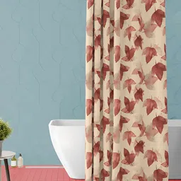 ArtzFolio Cream & Brown Printed Waterproof Shower Curtains-16
