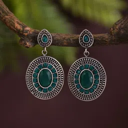 Anvik Artificial Stones Studded Contemporary Shaped Drop Earrings-image-18