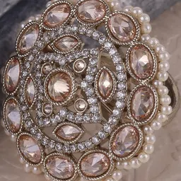 SALONI FASHION JEWELLERY Women Floral Gold Plated Kundan Studded Adjustable Finger Ring-image-38