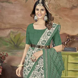HERE&NOW Ethnic Motifs Printed Pure Cotton Saree-picture-47