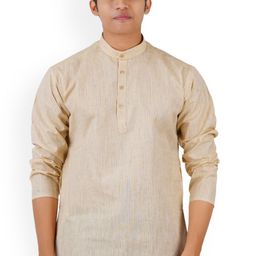 Ethazh Striped Band Collar Straight Short Kurta-image-34