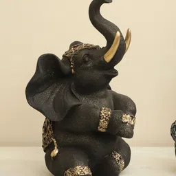 vedas S-Dev Black & Gold-Toned Ganesha Religious Showpiece-image-1