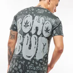 Bewakoof Men Graphic Printed Round Neck Pure Cotton T-Shirt-image-11