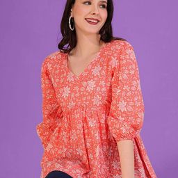 Dream Beauty Fashion Floral Print Puff Sleeve Peplum Top-picture-20