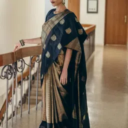 all about you Woven Design Zari Pure Silk Banarasi Saree-image-76