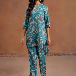 Jaipur Kurti Printed Tunic With Trouser Co-Ords-image-67