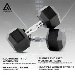 ADRENEX Set Of 2 Hexagon Fixed Weight Dumbbell - 2 kg Each image 3