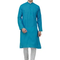 Exotic India Men Regular Pure Cotton Kurta with Pyjama-picture-45