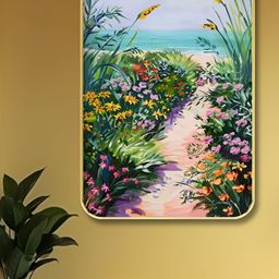Myntra Elegant Homes Green & Pink Wood Flowers Wall Art-40