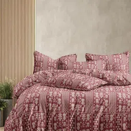 CHICERY Burgundy & Beige Ethnic Motifs AC Room Single Bed Comforter-53