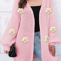 bebe Women Floral Longline Cardigan with Applique Detail-image-26