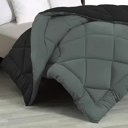 Doristyle Black 250 GSM Checked Microfiber Double Bed Comforter-picture-18