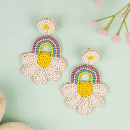 Crunchy Fashion Artificial Beaded Floral Shaped Drop Earrings-image-66