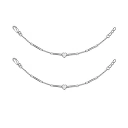 LeCalla Girls 925 Sterling Silver Silver-Plated Heart Anklets-picture-34