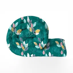 Comfowell Green Printed Heavy Winter Microfiber 210 GSM Reversible Double Bed Comforter-13