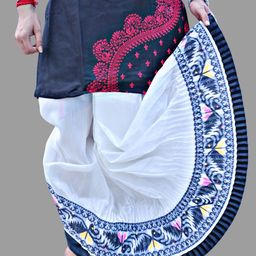 AMIT ONLINE Jamdani Border Ready To wear Solid Men Mour PucchoDhoti-image-94