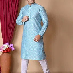 BAESD Sequinned Embroidered Regular sleeves Mandarin Collar Dupion Silk Kurta with Trouser-8