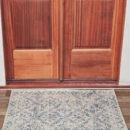 Aura Beige & Blue Textured Anti Skid Doormat-19