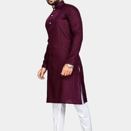 ANUJ FASHION Men Maroon Straight Mandarin Collar Kurta-picture-7