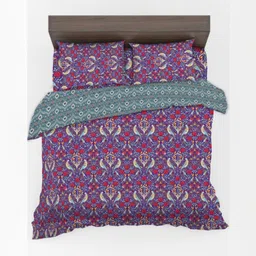 DREAM WEAVERZ Purple & Red Ethnic Motifs Cotton 4 Piece Double King Regular Bedding Set-17