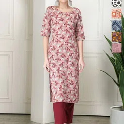 7Threads Selection Of 6 Floral Printed Round Neck Straight Kurta-image-95