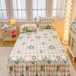 JC HOME White & Brown Floral 150 TC Fitted King Bedsheet with 2 Pillow Covers-image-27