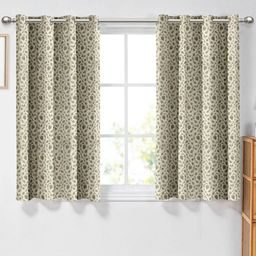 Aura Brown & Grey 2 Pieces Floral Printed Window Curtain-picture-29