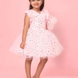 BAESD Flutter Sleeve Net Fit & Flare Dress image 3