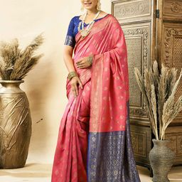 HERE&NOW Woven Design Zari Silk Blend Banarasi Saree-picture-16