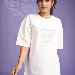 GIBBONTE Typography Printed Drop-Shoulder Sleeves Pure Cotton T-shirt-picture-37