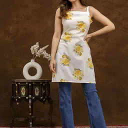 Anouk Rustic Floral Printed Square Neck Pure Cotton Kurti-7