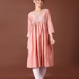 LIMEROAD Geometric Yoke Design A-line Kurta-52