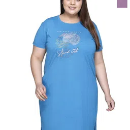 IN Love Pack of 2 Women Plus Size Front Printed Cotton Nighty Chemise-image-64