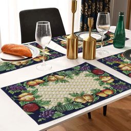 ANA 4 Pcs Violet & Beige Woven Table Placemats-50