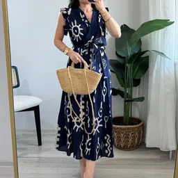 PIMU Women Printed Wrap Midi Dress-picture-33